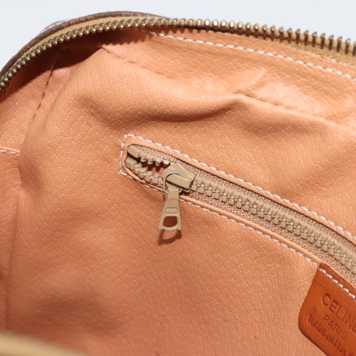 CELINE Macadam Canvas Clutch Bag PVC Leather Brown Gold Auth 182456