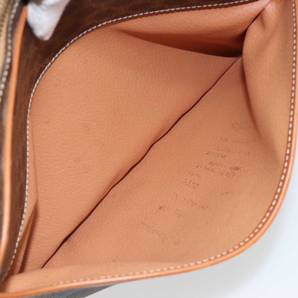CELINE Macadam Canvas Clutch Bag PVC Leather Brown Gold Auth 182456