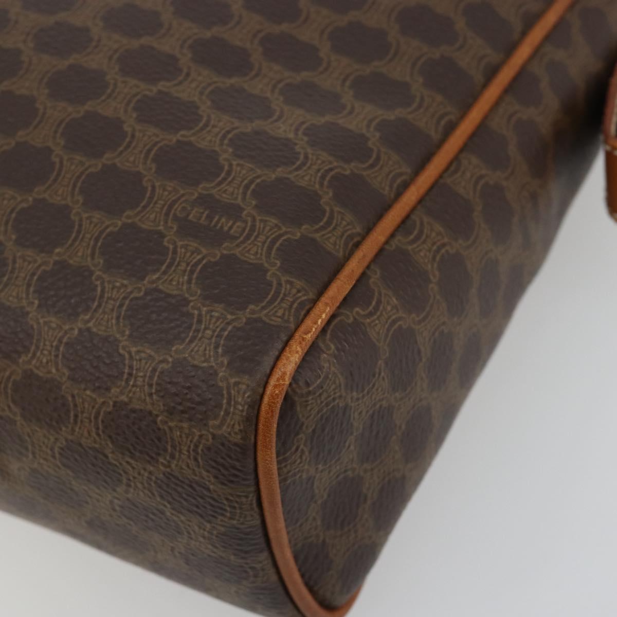 CELINE Macadam Canvas Clutch Bag PVC Leather Brown Gold Auth 182456