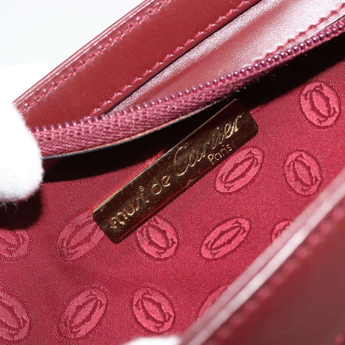 CARTIER Must Line Clutch Bag Leather Bordeaux Gold Auth 182457