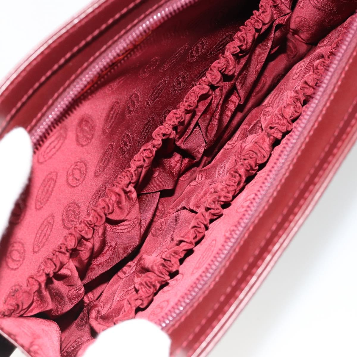 CARTIER Must Line Clutch Bag Leather Bordeaux Gold Auth 182457