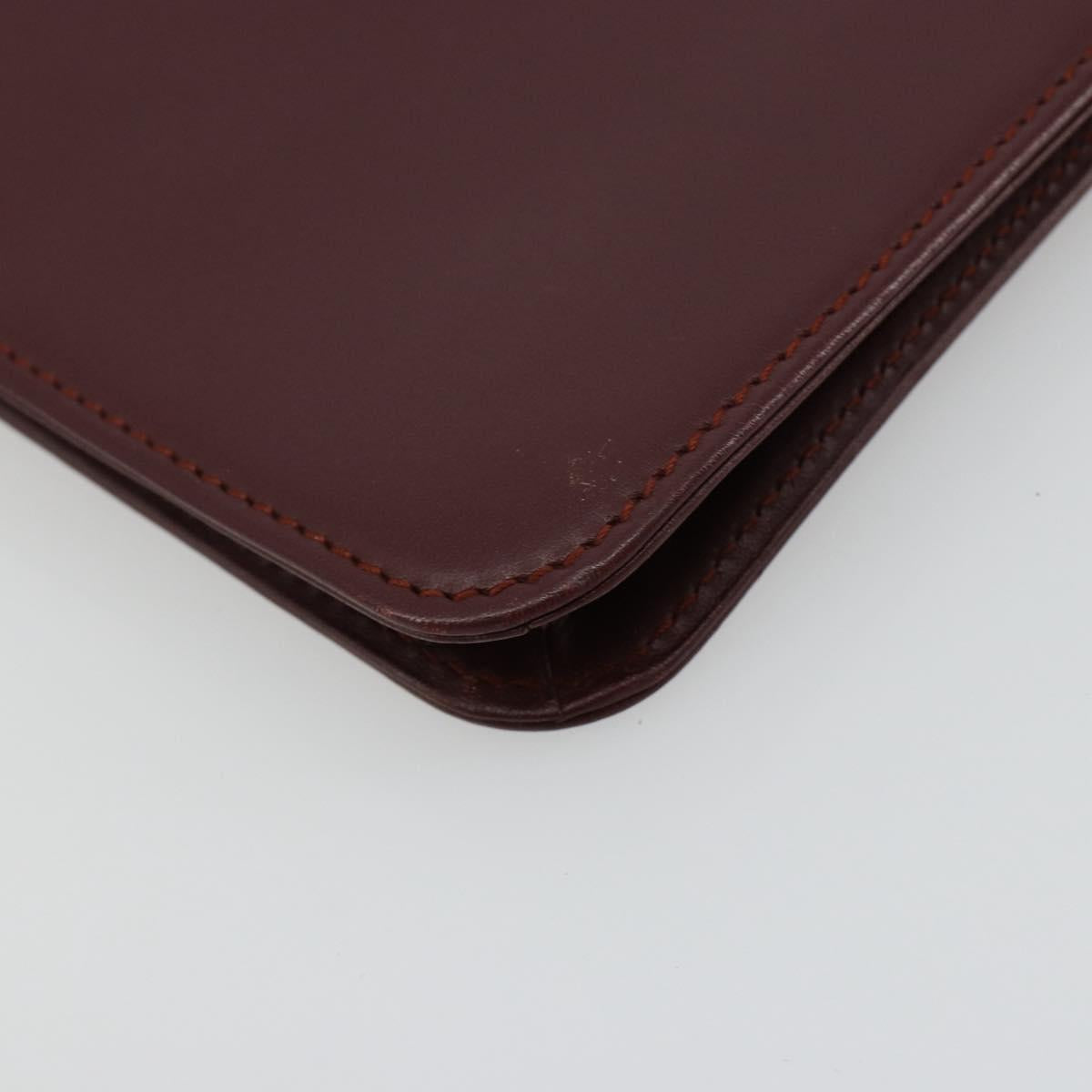 CARTIER Must Line Clutch Bag Leather Bordeaux Gold Auth 182459