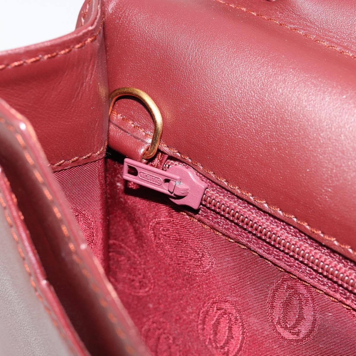 CARTIER Must Line Clutch Bag Leather Bordeaux Gold Auth 182459
