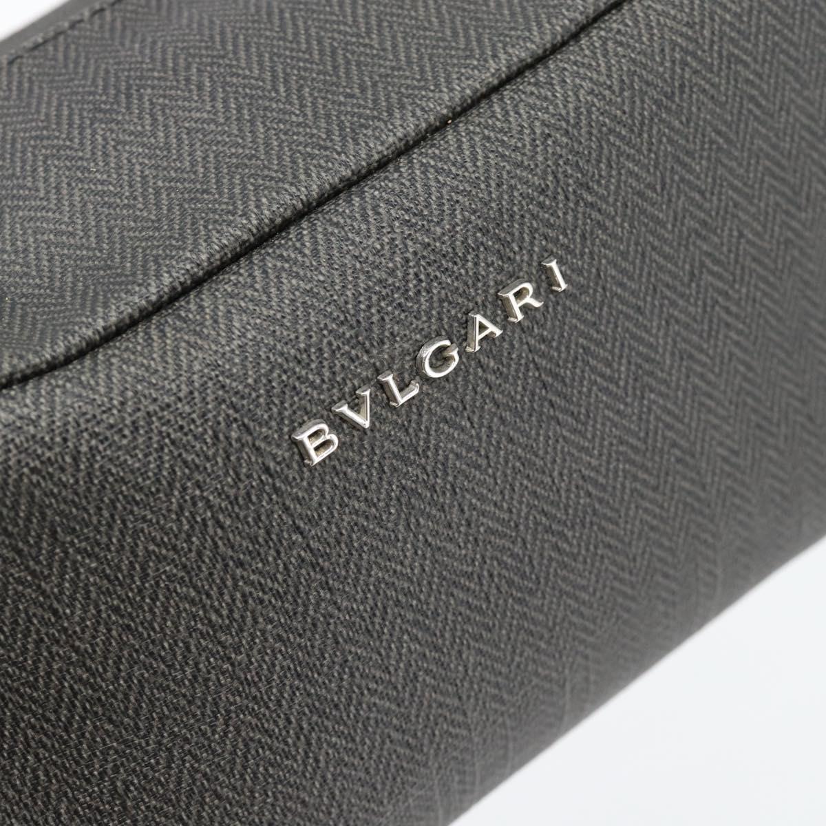 BVLGARI Clutch Bag PVC Gray Silver Auth 182460A