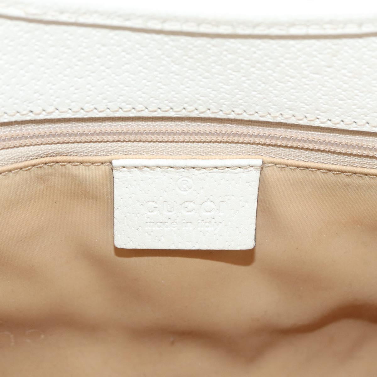 GUCCI Jackie Hand Bag Leather White Silver 002 1068 Auth 182461