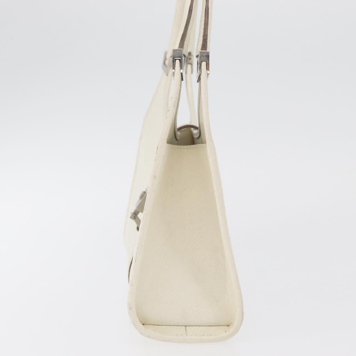 GUCCI Jackie Hand Bag Leather White Silver 002 1068 Auth 182461