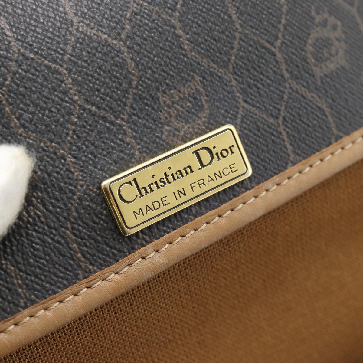Christian Dior Honeycomb Canvas Shoulder Bag PVC Black Gold Auth 182462