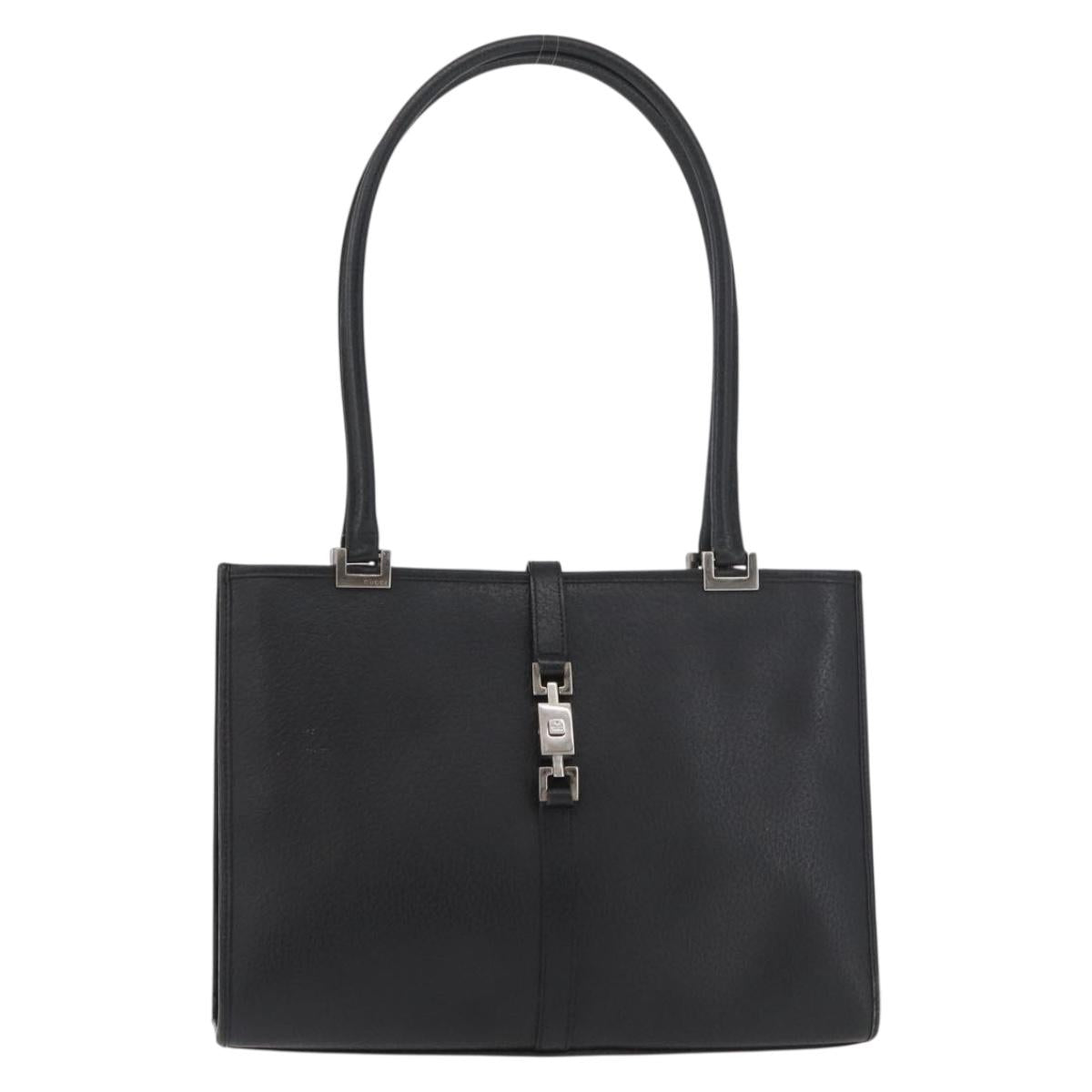 GUCCI Jackie Hand Bag Leather Black Silver 002 1073 1705 Auth 182463A