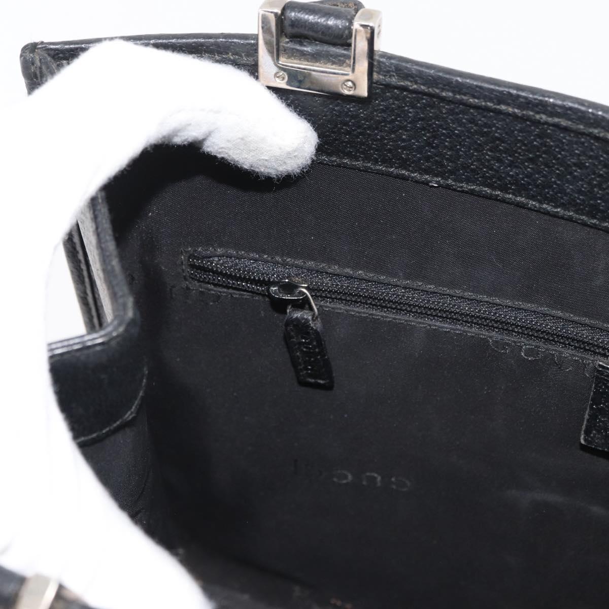 GUCCI Jackie Hand Bag Leather Black Silver 002 1073 1705 Auth 182463A