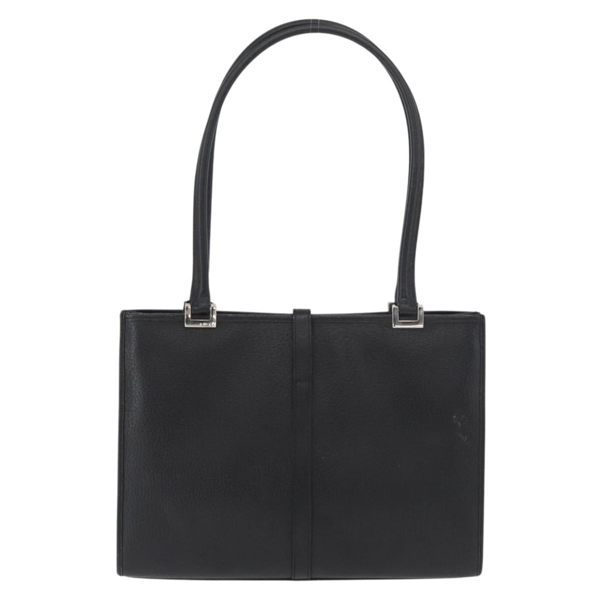GUCCI Jackie Hand Bag Leather Black Silver 002 1073 1705 Auth 182463A