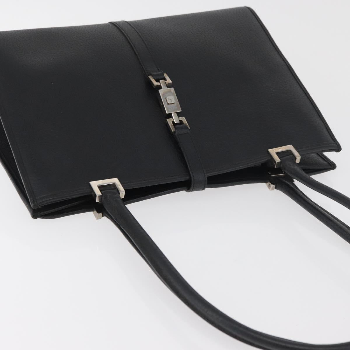 GUCCI Jackie Hand Bag Leather Black Silver 002 1073 1705 Auth 182463A