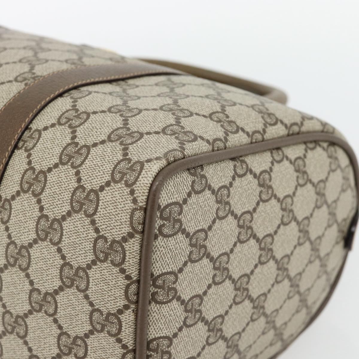 GUCCI GG Supreme Web Sherry Line Boston Bag PVC Beige Gold Auth 182464