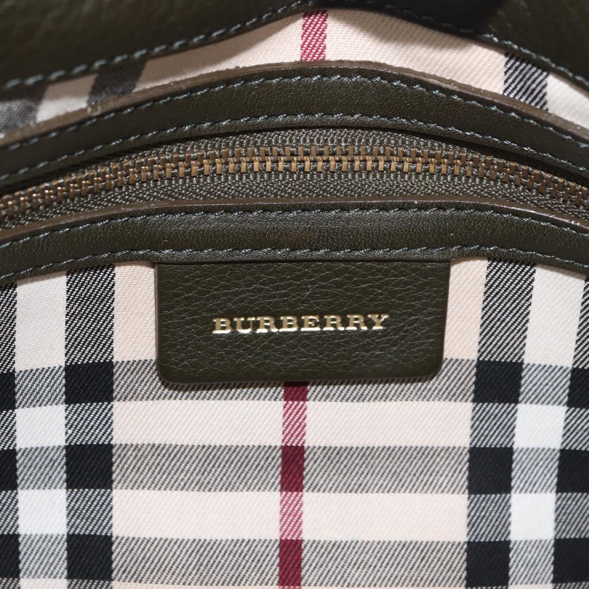 BURBERRY Tote Bag Leather Brown Gold Auth 182465
