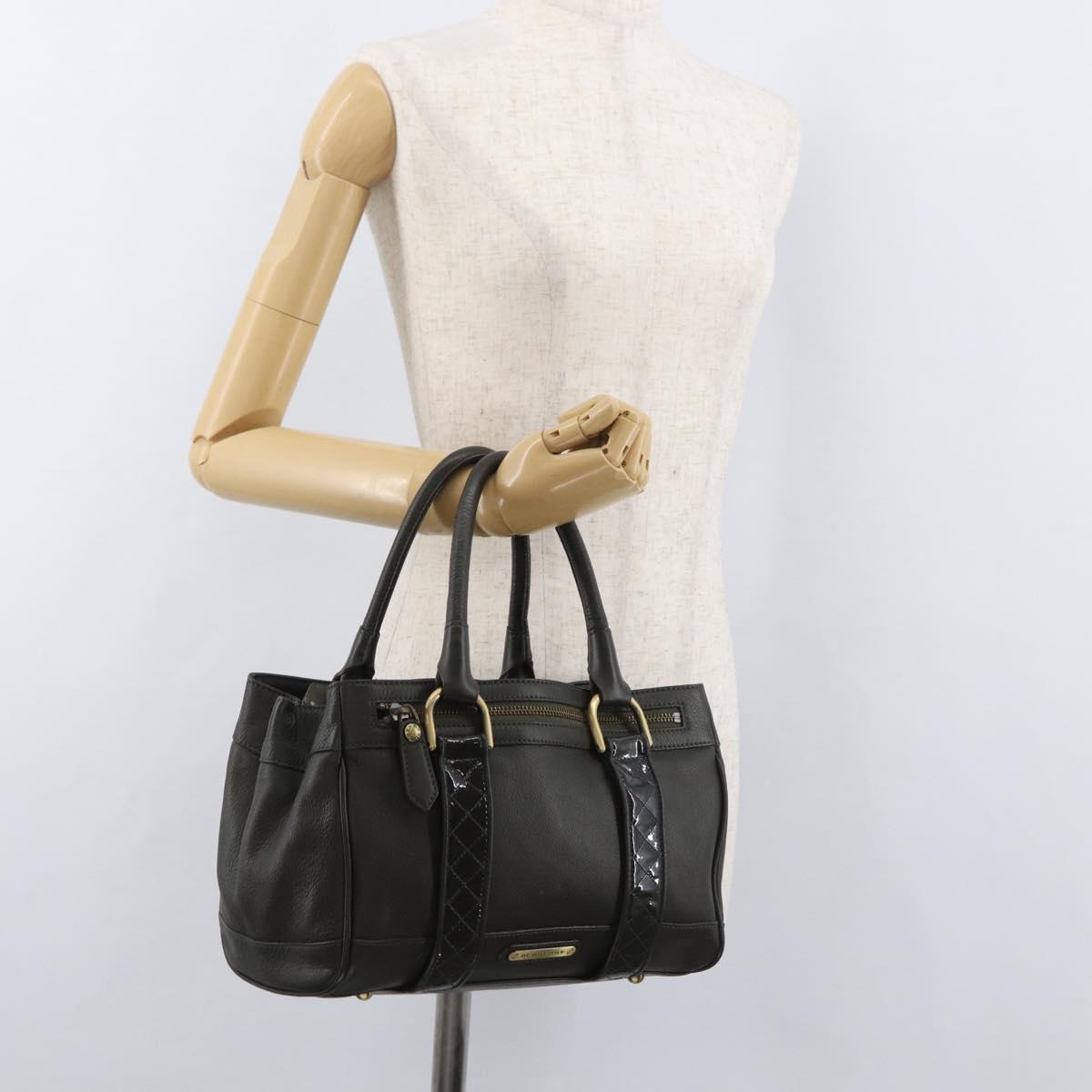 BURBERRY Tote Bag Leather Brown Gold Auth 182465