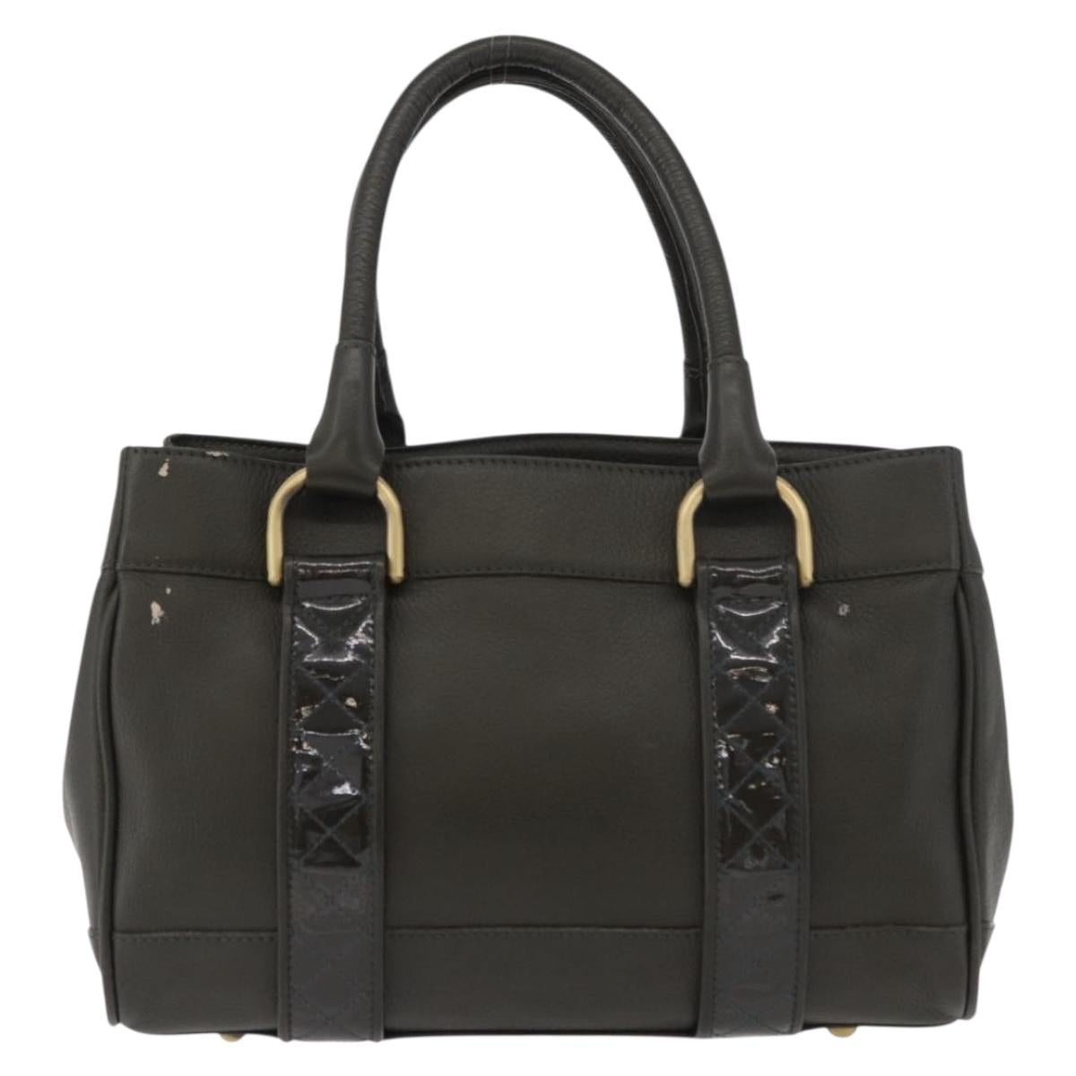 BURBERRY Tote Bag Leather Brown Gold Auth 182465