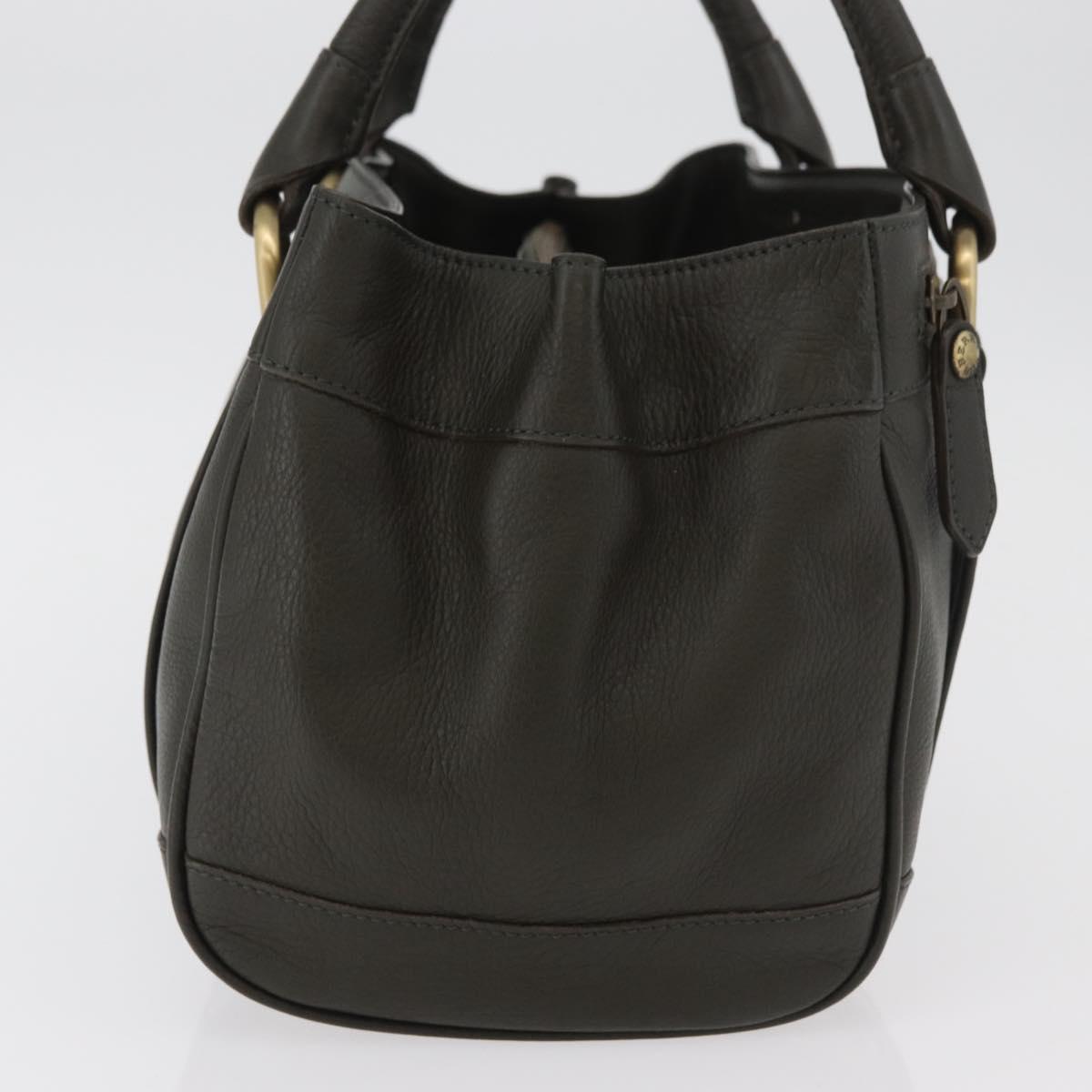 BURBERRY Tote Bag Leather Brown Gold Auth 182465