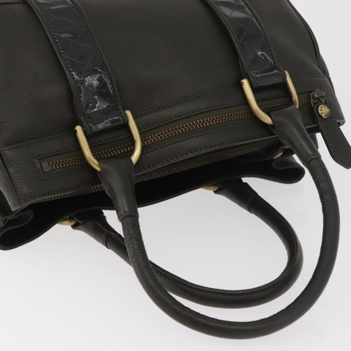 BURBERRY Tote Bag Leather Brown Gold Auth 182465