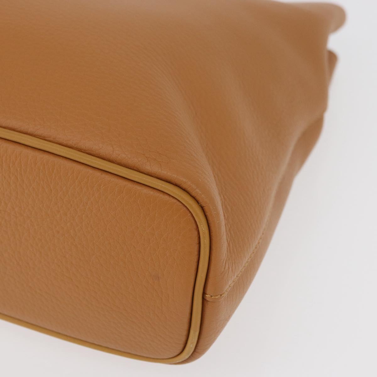 Burberrys Hand Bag Leather Brown Gold Auth 182467