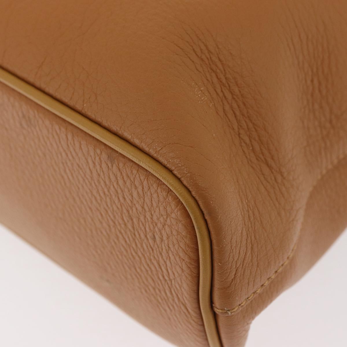 Burberrys Hand Bag Leather Brown Gold Auth 182467