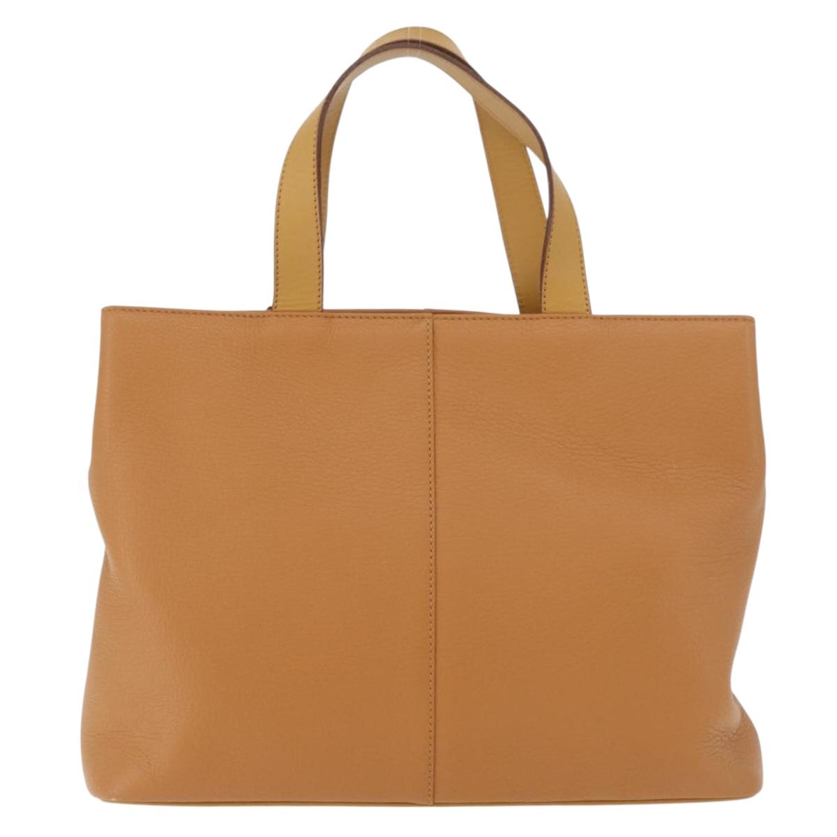 Burberrys Hand Bag Leather Brown Gold Auth 182467