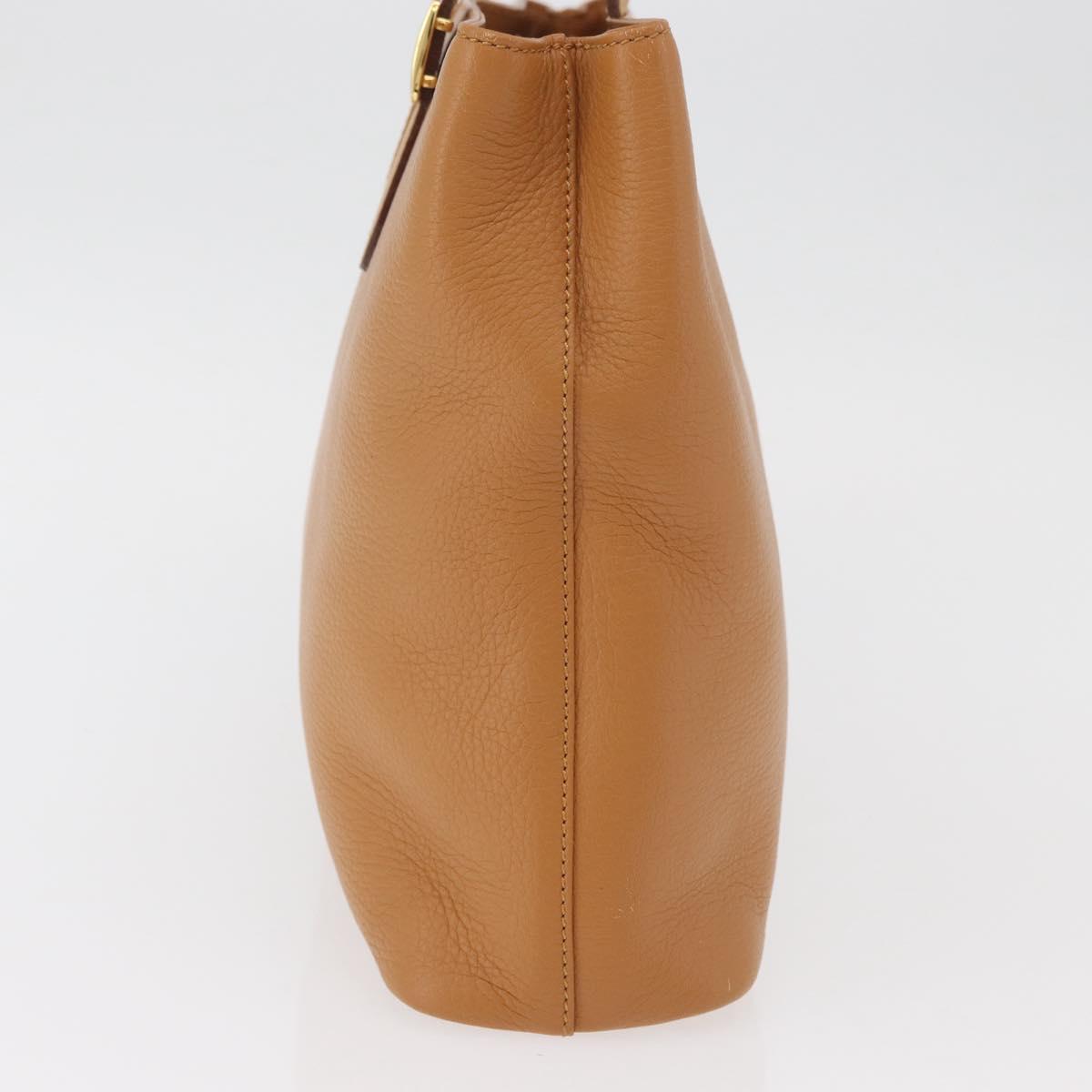 Burberrys Hand Bag Leather Brown Gold Auth 182467