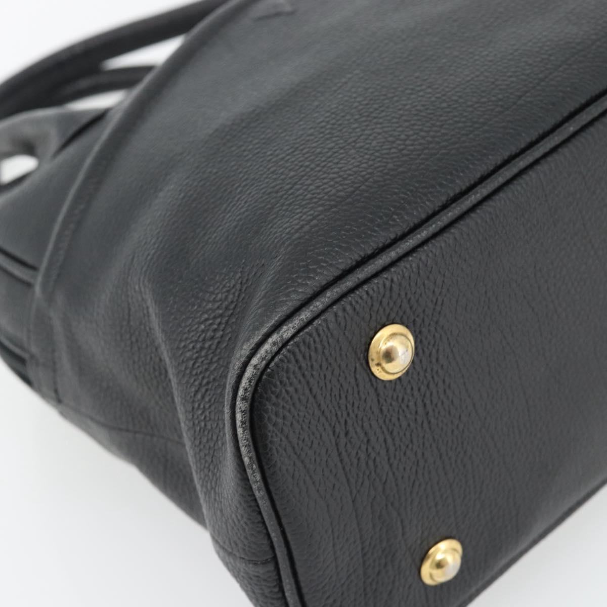 SAINT LAURENT Shoulder Bag Leather Black Gold Auth 182468A