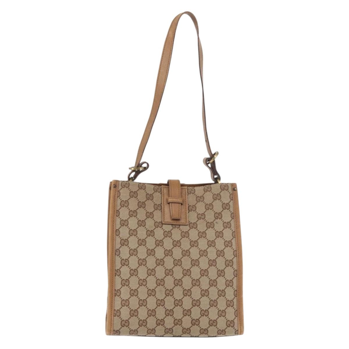 GUCCI GG Canvas Shoulder Bag Beige Gold 110292 Auth 182469