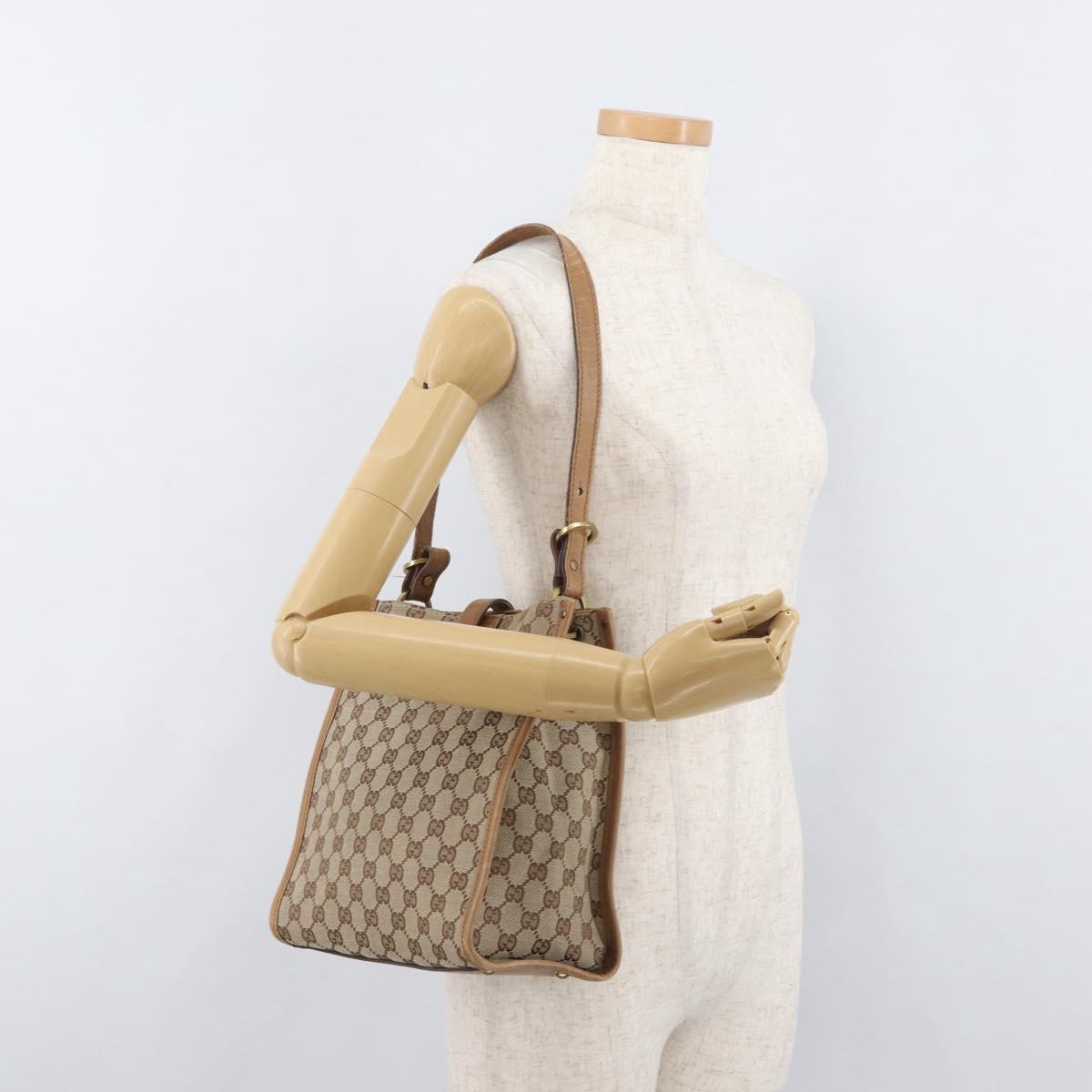 GUCCI GG Canvas Shoulder Bag Beige Gold 110292 Auth 182469