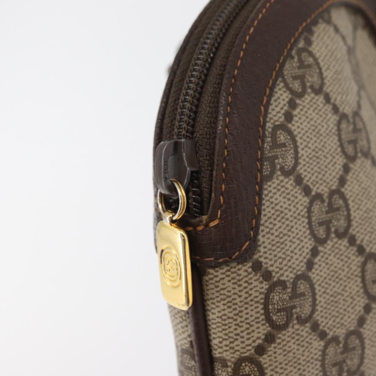 GUCCI GG Supreme Web Sherry Line Bag PVC Beige Gold 904 02 047 Auth 182470