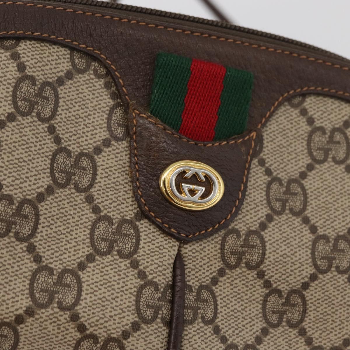GUCCI GG Supreme Web Sherry Line Bag PVC Beige Gold 904 02 047 Auth 182470