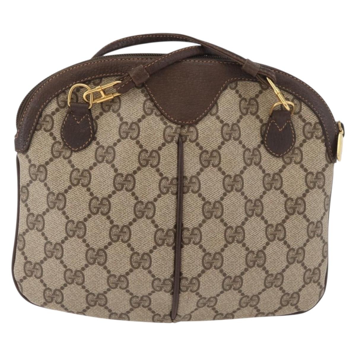 GUCCI GG Supreme Web Sherry Line Bag PVC Beige Gold 904 02 047 Auth 182470