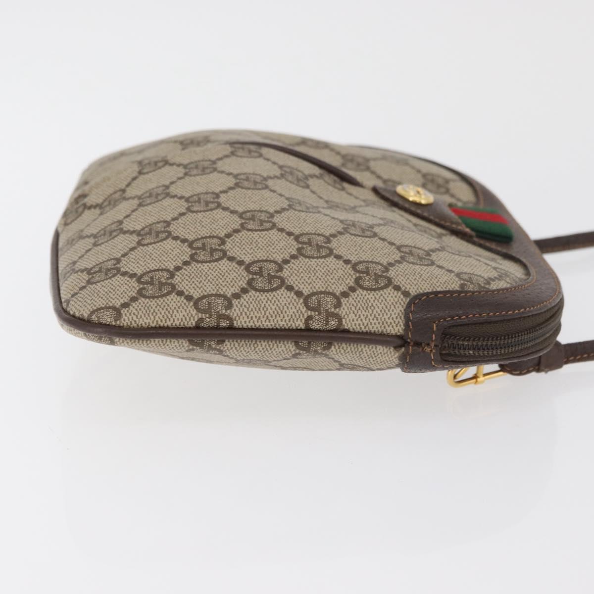 GUCCI GG Supreme Web Sherry Line Bag PVC Beige Gold 904 02 047 Auth 182470