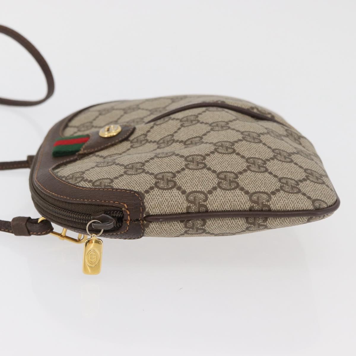 GUCCI GG Supreme Web Sherry Line Bag PVC Beige Gold 904 02 047 Auth 182470