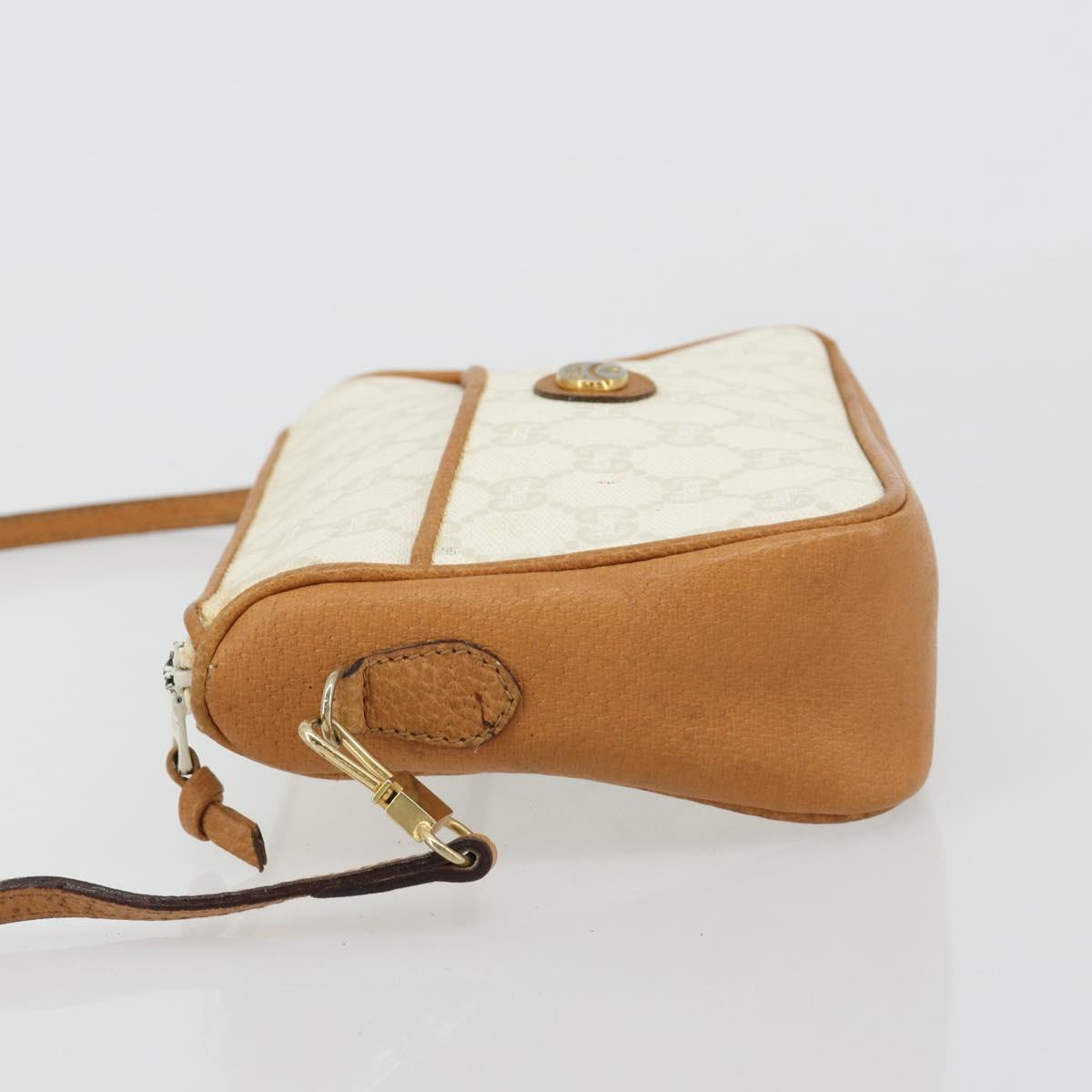 GUCCI GG Plus Supreme Shoulder Bag PVC White Gold Auth 182471