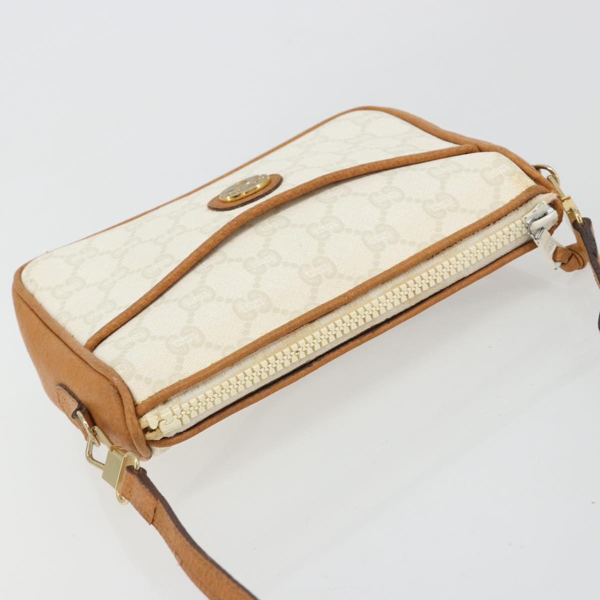 GUCCI GG Plus Supreme Shoulder Bag PVC White Gold Auth 182471