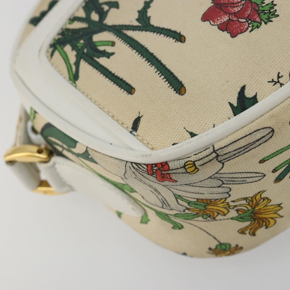 GUCCI Flora Shoulder Bag PVC White Gold 007 113 0115 Auth 182472