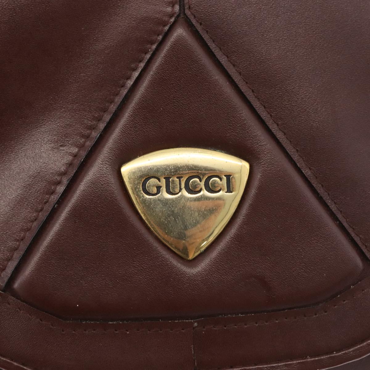 GUCCI Shoulder Bag Leather Bordeaux Gold Auth 182475