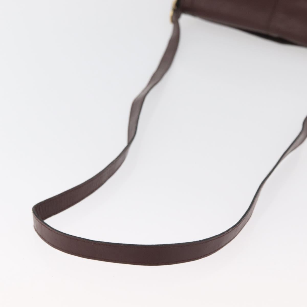 GUCCI Shoulder Bag Leather Bordeaux Gold Auth 182475