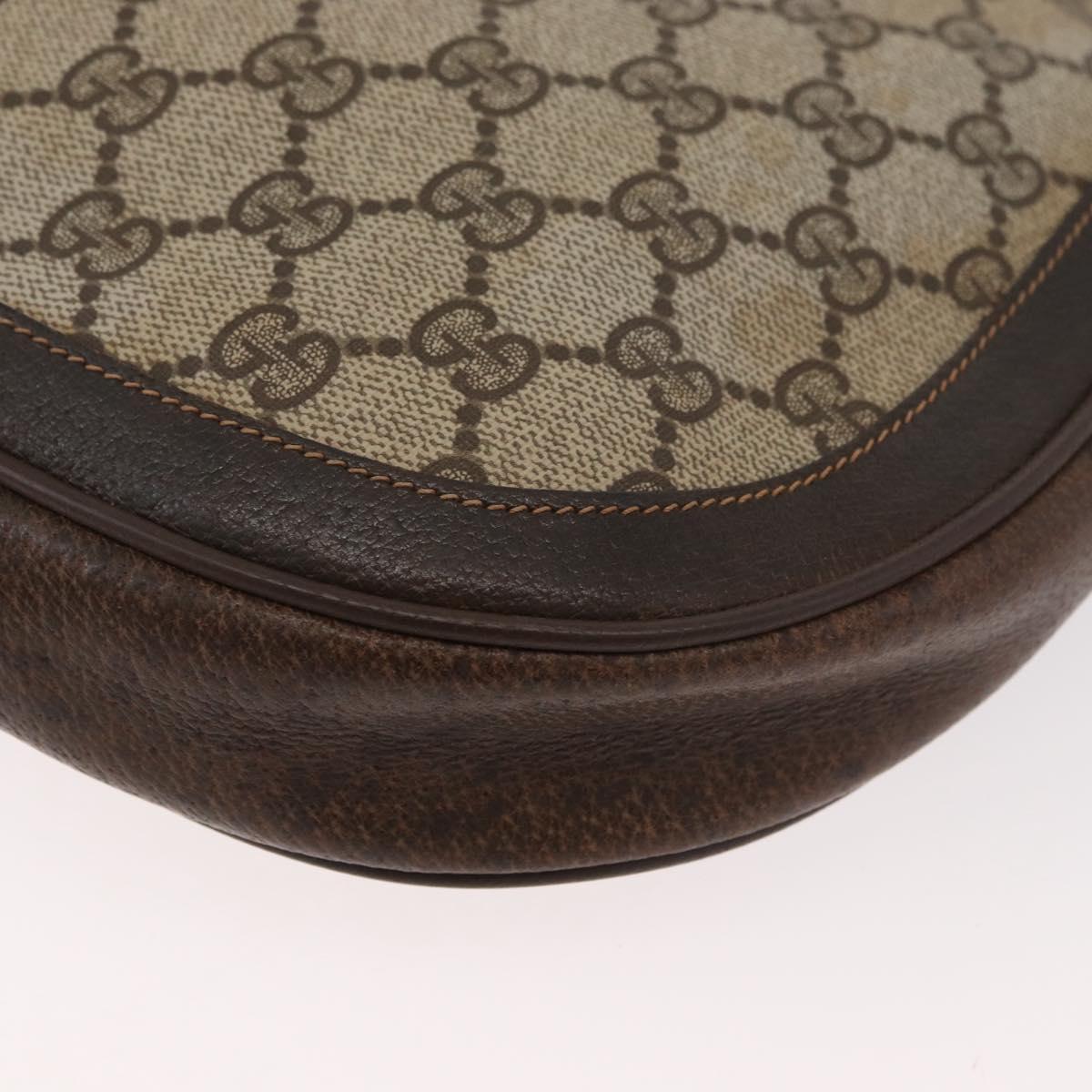 GUCCI GG Supreme Web Sherry Line Shoulder Bag PVC Beige Gold Auth 182476