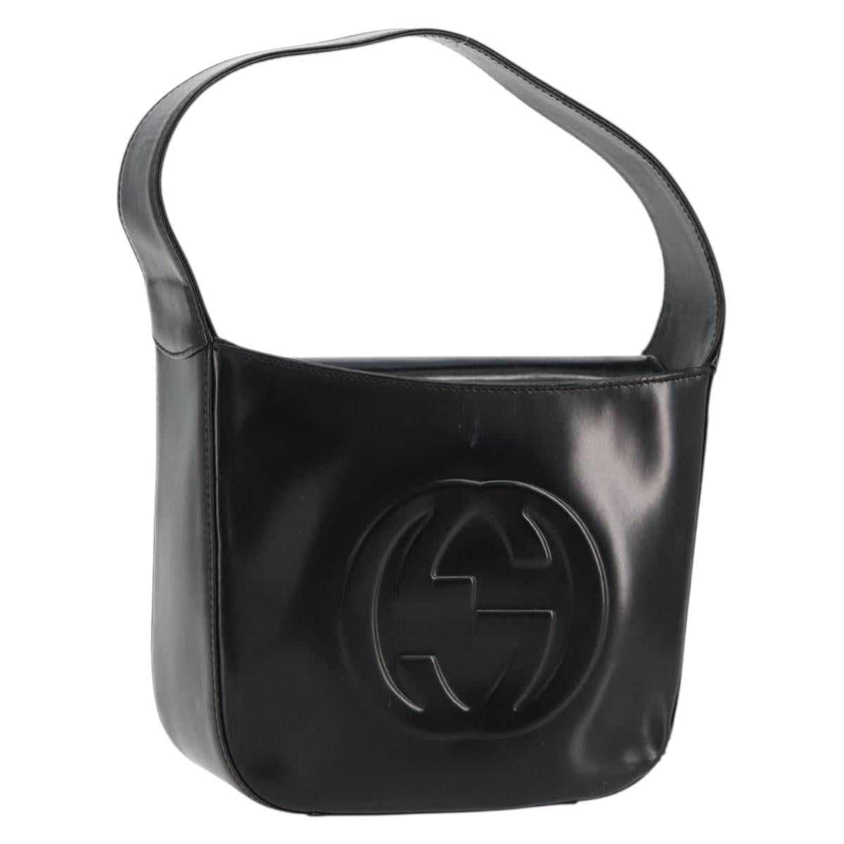 GUCCI Soho Hand Bag Patent leather Black Silver 007 0249 Auth 182478