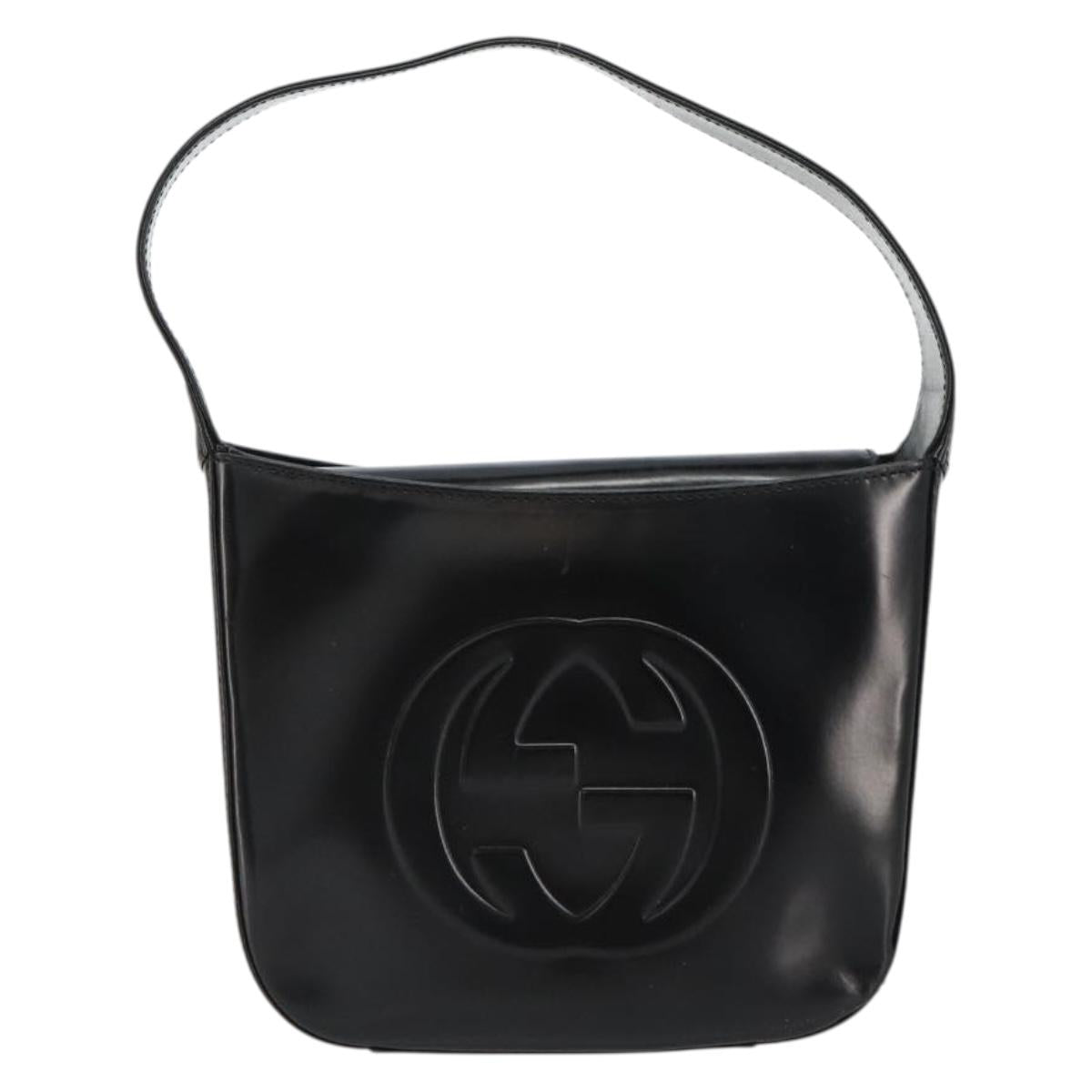 GUCCI Soho Hand Bag Patent leather Black Silver 007 0249 Auth 182478