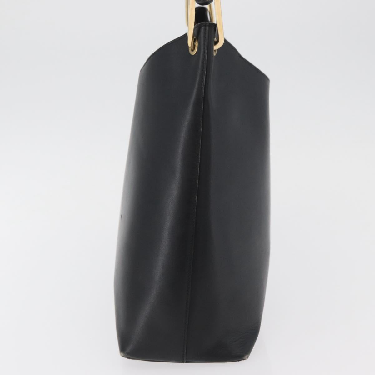 GUCCI Bamboo Hand Bag Leather Black Gold 001 2113 1880 Auth 182479