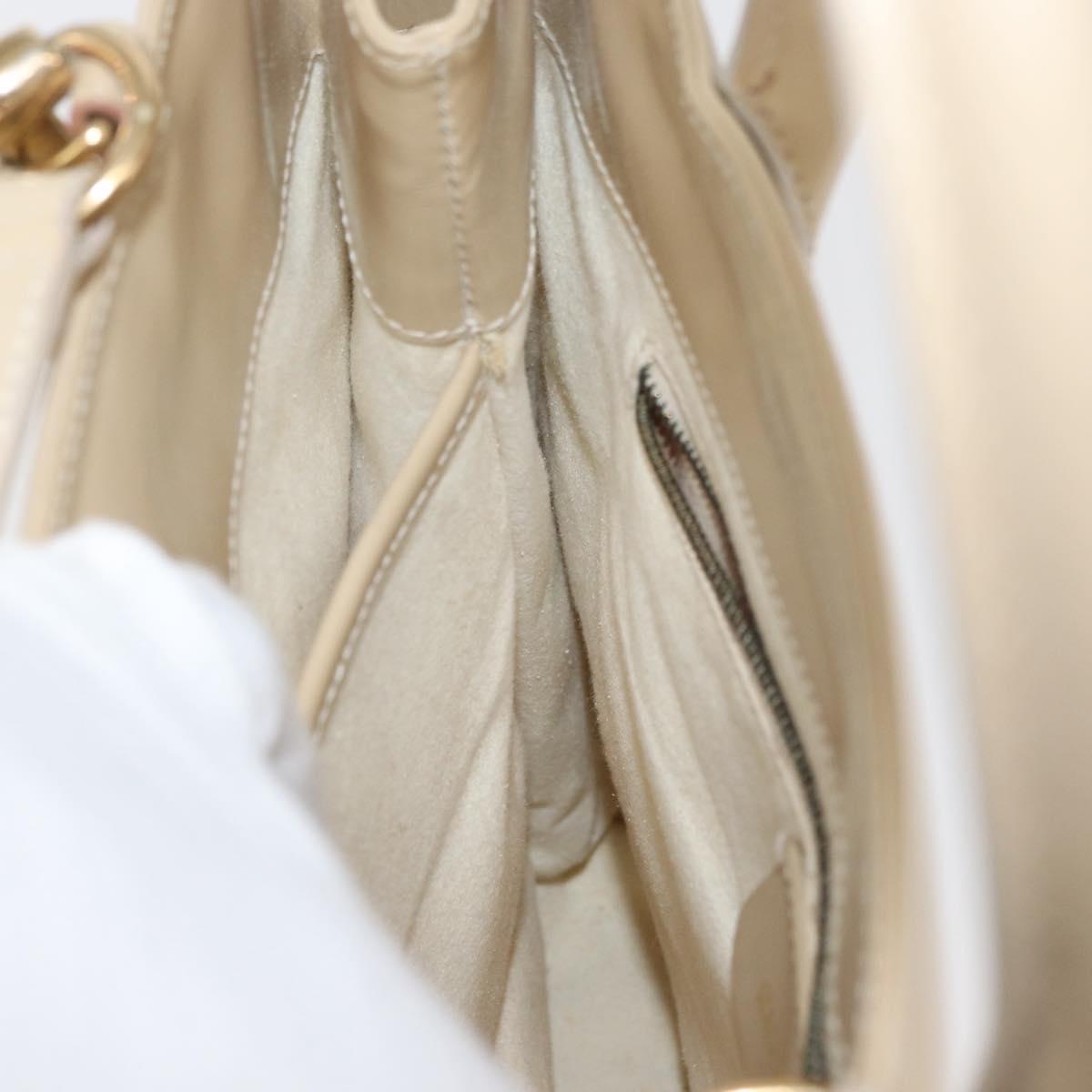 GUCCI Hand Bag Patent leather 2way Beige Gold Auth 182480