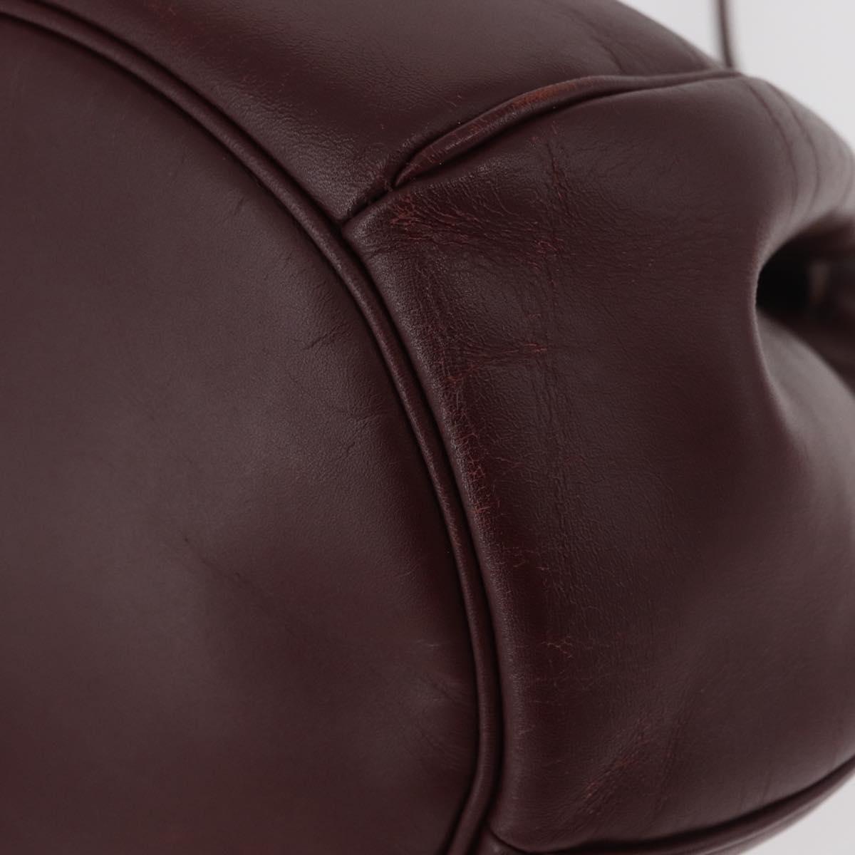 CARTIER Must Line Purse Shoulder Bag Leather Bordeaux Gold Auth 182482