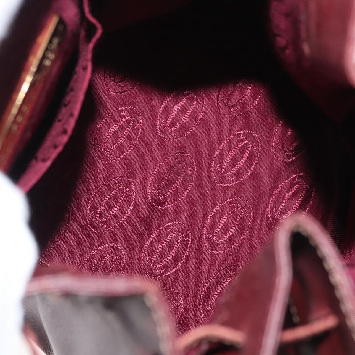 CARTIER Must Line Purse Shoulder Bag Leather Bordeaux Gold Auth 182482