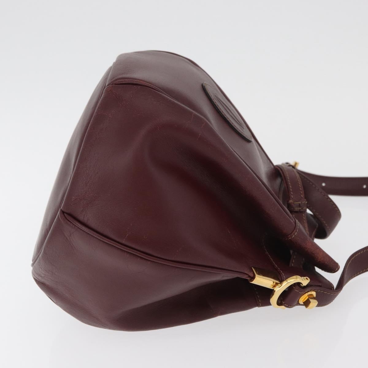 CARTIER Must Line Purse Shoulder Bag Leather Bordeaux Gold Auth 182482