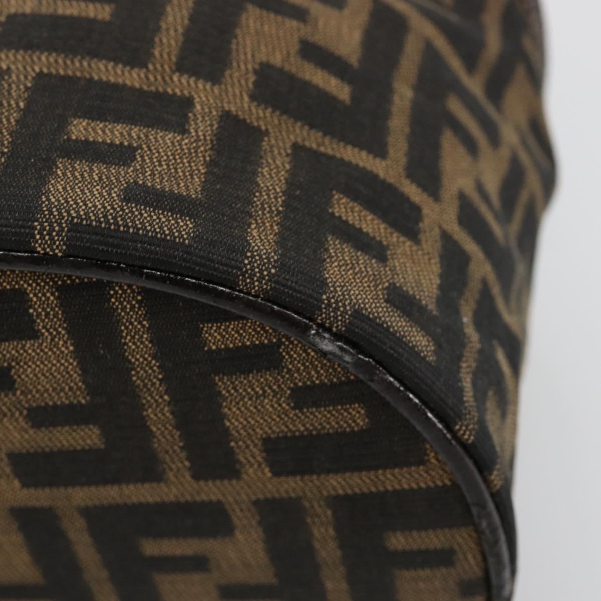 FENDI Zucca Canvas Vanity Hand Bag Black Brown Auth 182483