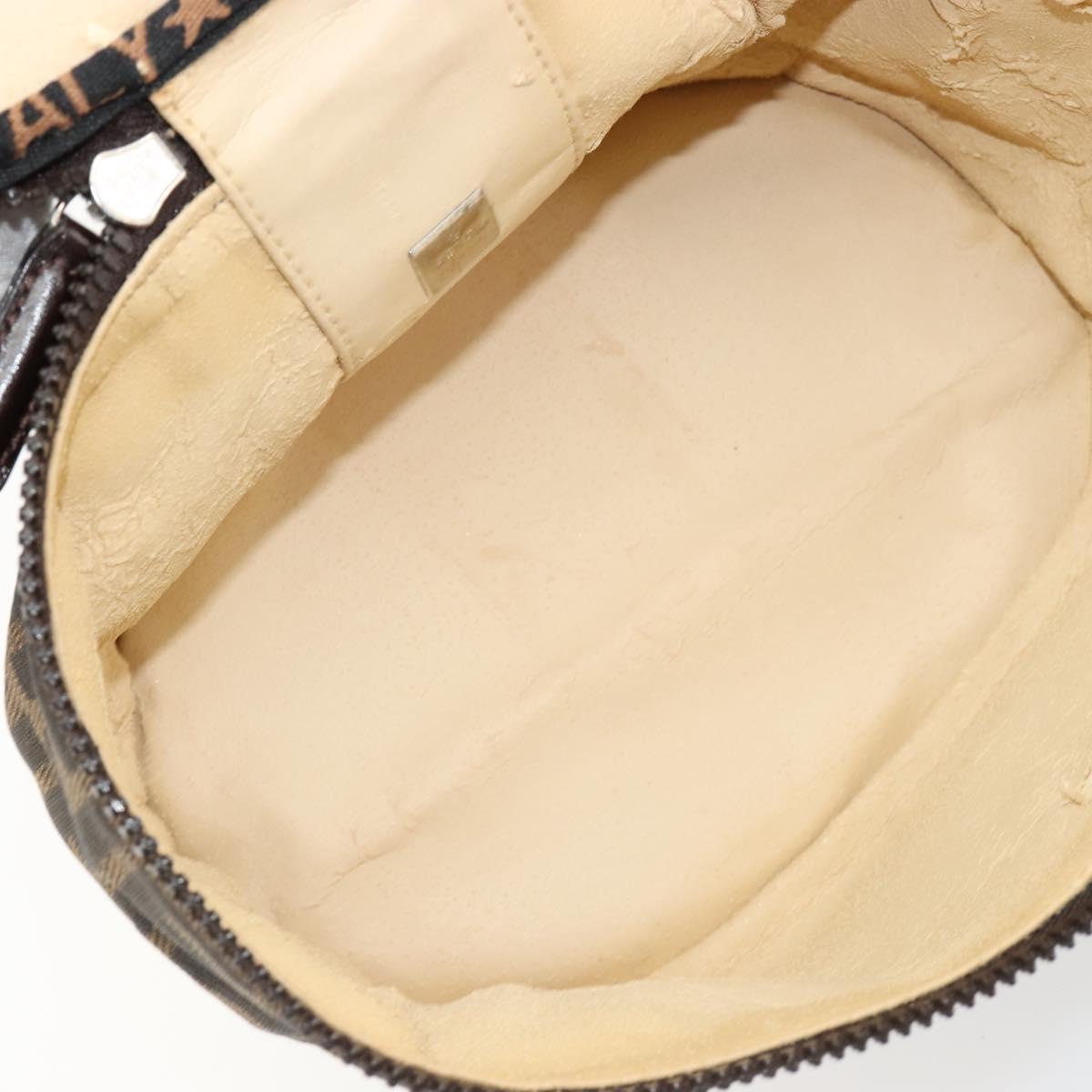 FENDI Zucca Canvas Vanity Hand Bag Black Brown Auth 182483