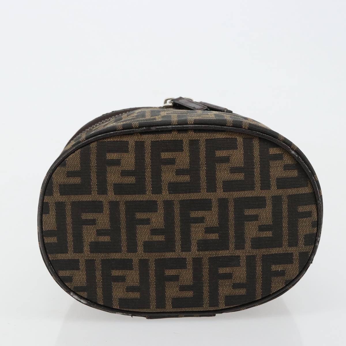 FENDI Zucca Canvas Vanity Hand Bag Black Brown Auth 182483