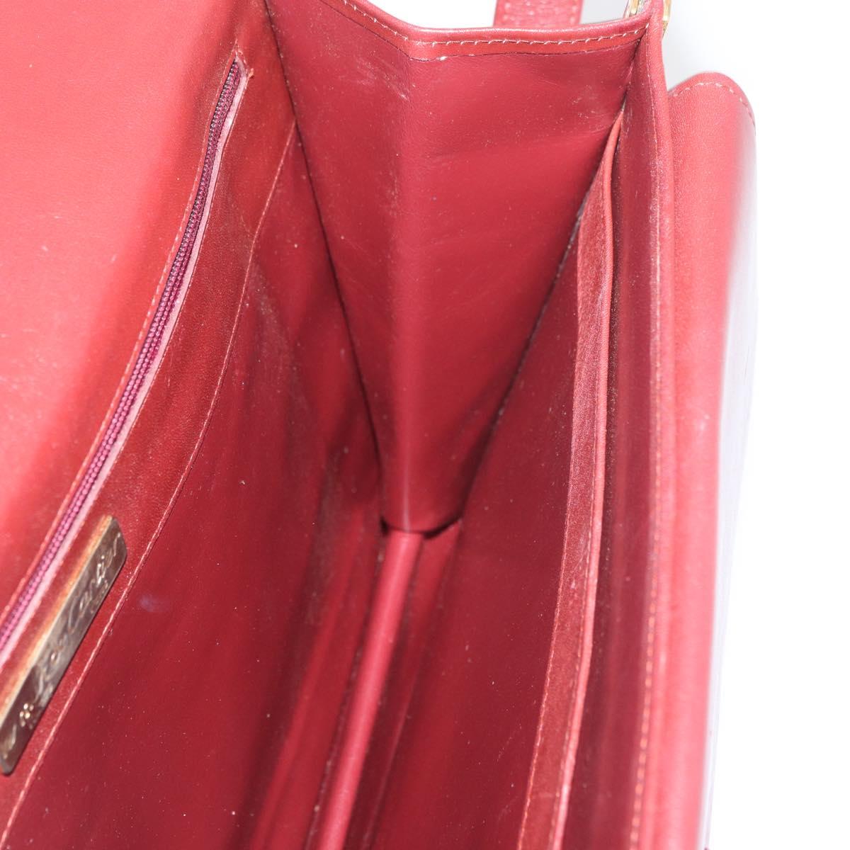 CARTIER Must Line Shoulder Bag Leather Bordeaux Gold Auth 182486